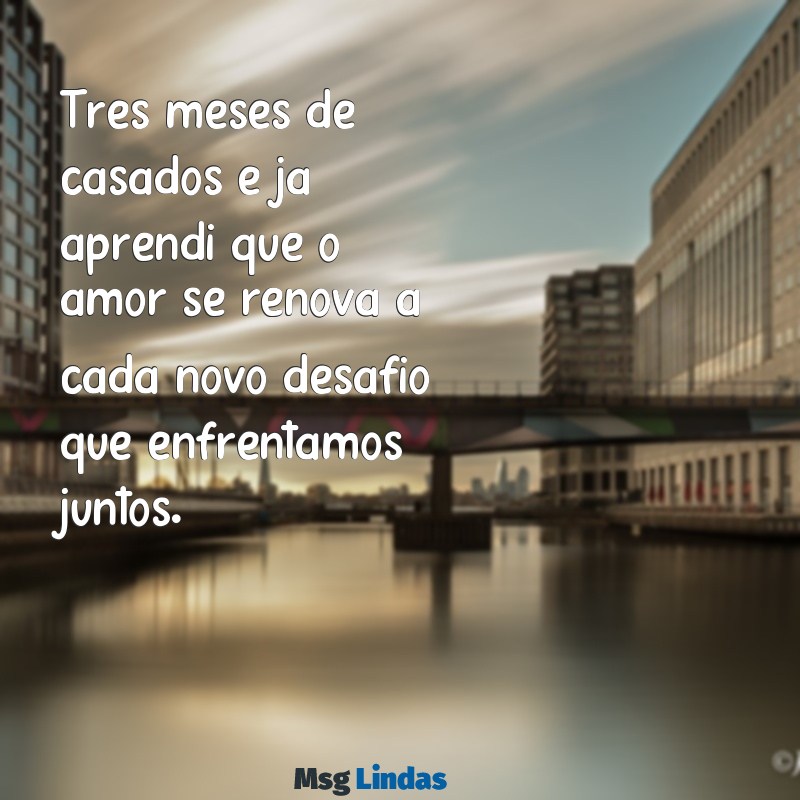 3 meses de casados Três meses de casados e já aprendi que o amor se renova a cada novo desafio que enfrentamos juntos.