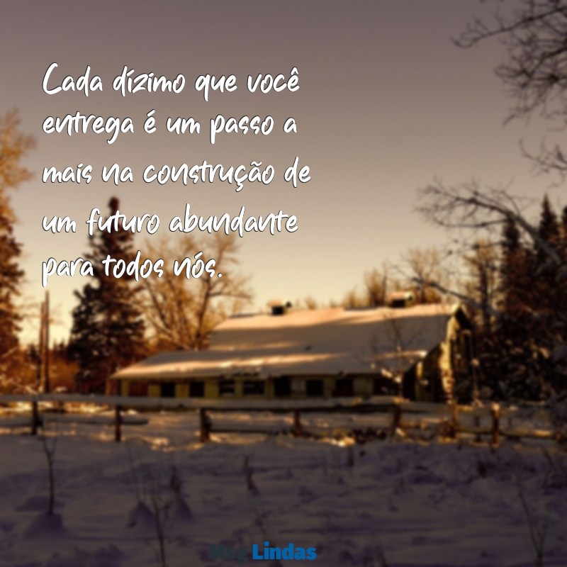 mensagens para incentivar os dizimistas Cada dízimo que você entrega é um passo a mais na construção de um futuro abundante para todos nós.