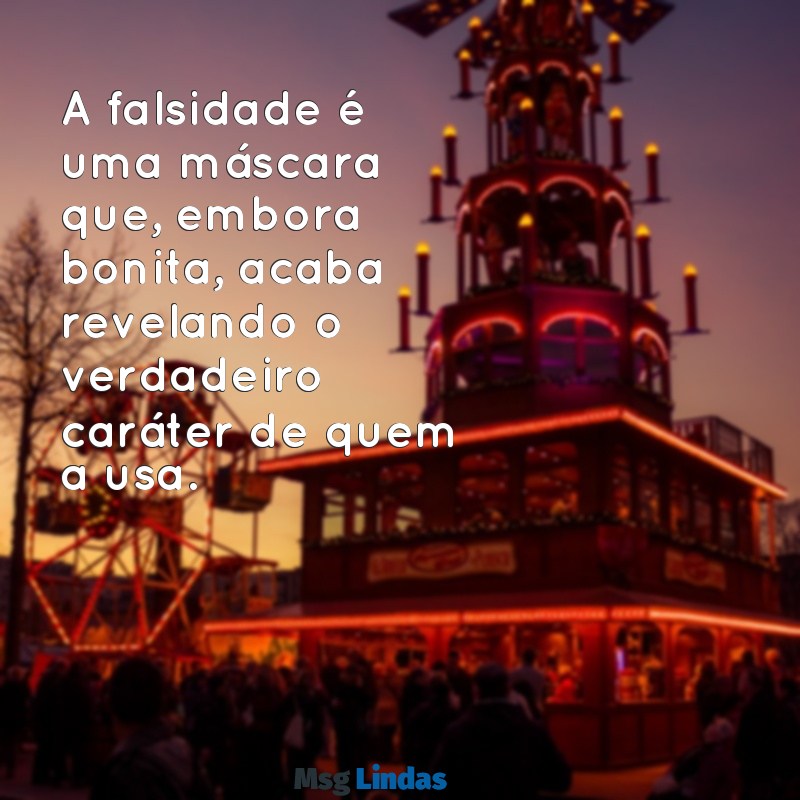 frases de reflexão sobre falsidade A falsidade é uma máscara que, embora bonita, acaba revelando o verdadeiro caráter de quem a usa.