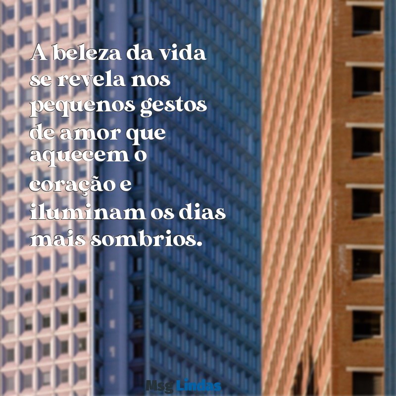 mensagens belas A beleza da vida se revela nos pequenos gestos de amor que aquecem o coração e iluminam os dias mais sombrios.