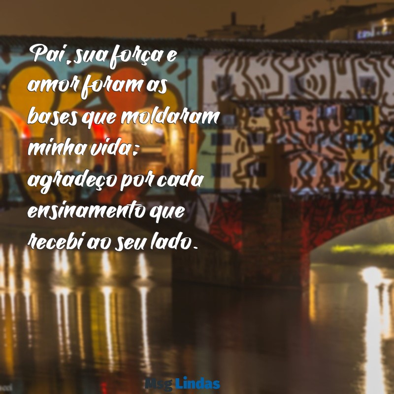 carta pro dia dos pais Pai, sua força e amor foram as bases que moldaram minha vida; agradeço por cada ensinamento que recebi ao seu lado.