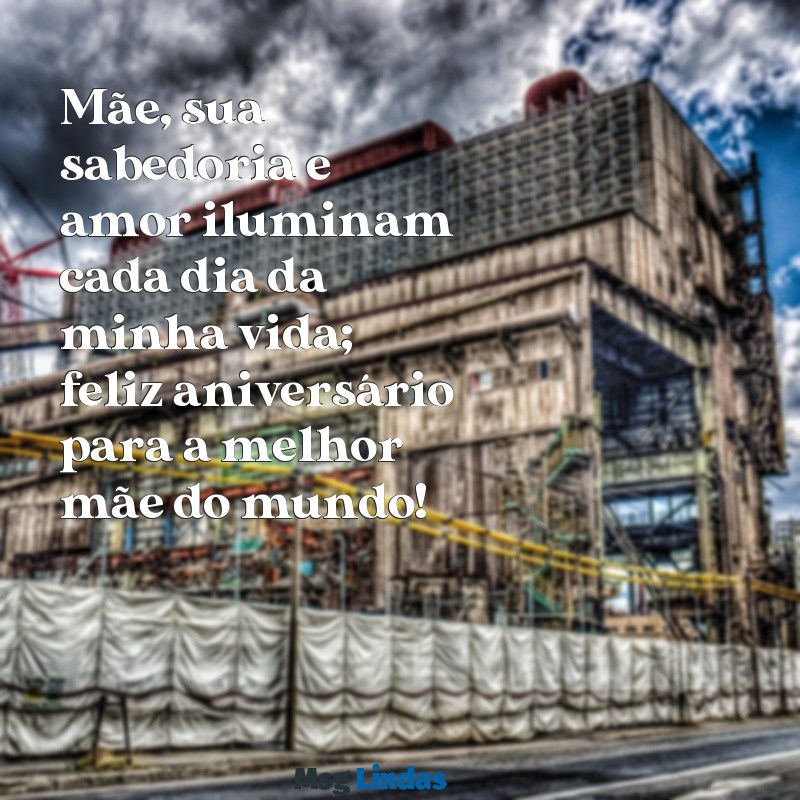 texto para mãe aniversário Mãe, sua sabedoria e amor iluminam cada dia da minha vida; feliz aniversário para a melhor mãe do mundo!