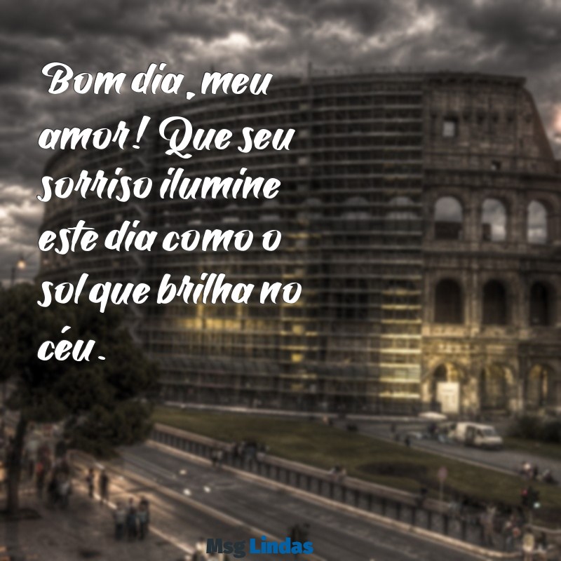 bom dia para meu amor especial Bom dia, meu amor! Que seu sorriso ilumine este dia como o sol que brilha no céu.