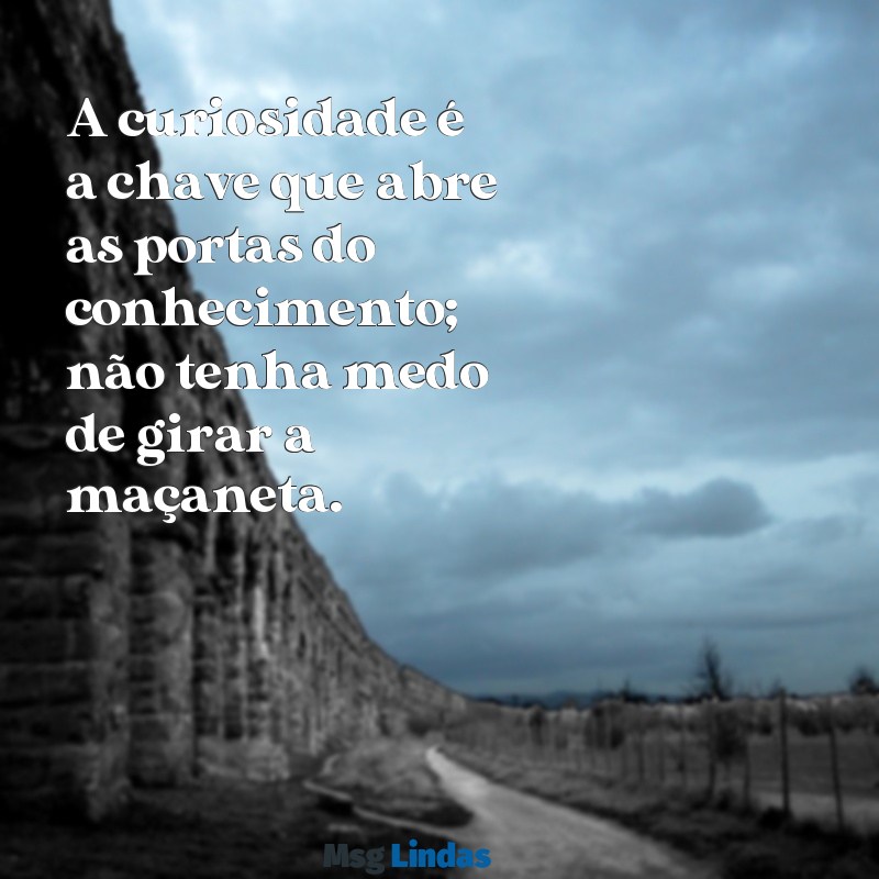 mensagens para curioso A curiosidade é a chave que abre as portas do conhecimento; não tenha medo de girar a maçaneta.