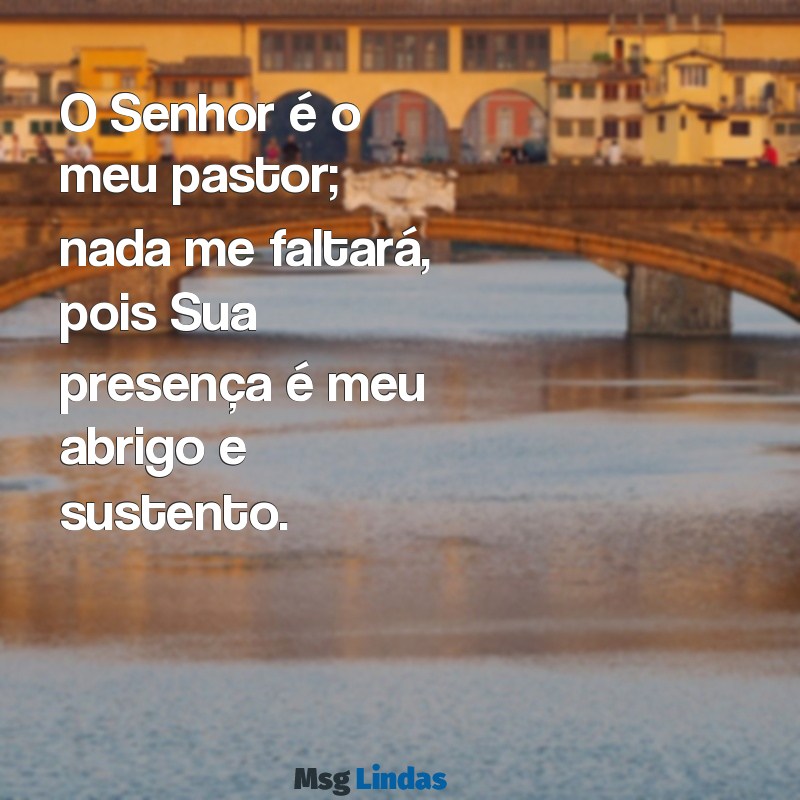 mensagens salmos 23 O Senhor é o meu pastor; nada me faltará, pois Sua presença é meu abrigo e sustento.