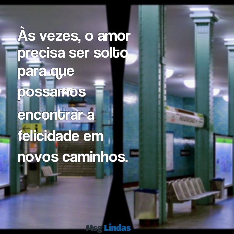 mensagens de separação de casal Às vezes, o amor precisa ser solto para que possamos encontrar a felicidade em novos caminhos.