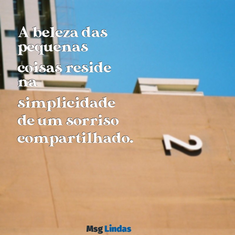 mensagens bem bonita A beleza das pequenas coisas reside na simplicidade de um sorriso compartilhado.