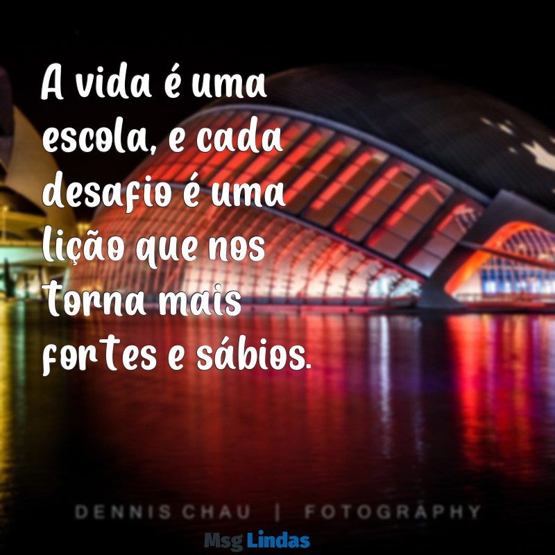 mensagens de ensinamento da vida A vida é uma escola, e cada desafio é uma lição que nos torna mais fortes e sábios.