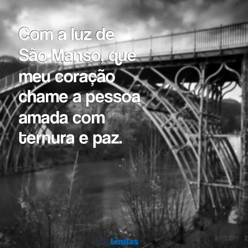 oração de são manso para chamar alguém Com a luz de São Manso, que meu coração chame a pessoa amada com ternura e paz.