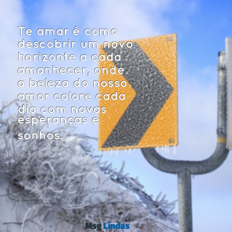 declaração linda de amor Te amar é como descobrir um novo horizonte a cada amanhecer, onde a beleza do nosso amor colore cada dia com novas esperanças e sonhos.