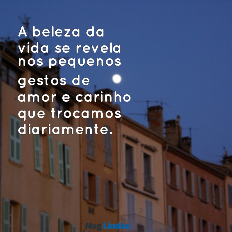 msg bonita A beleza da vida se revela nos pequenos gestos de amor e carinho que trocamos diariamente.