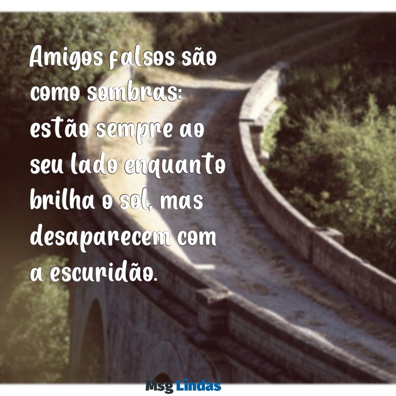 amigos falsos frases Amigos falsos são como sombras: estão sempre ao seu lado enquanto brilha o sol, mas desaparecem com a escuridão.