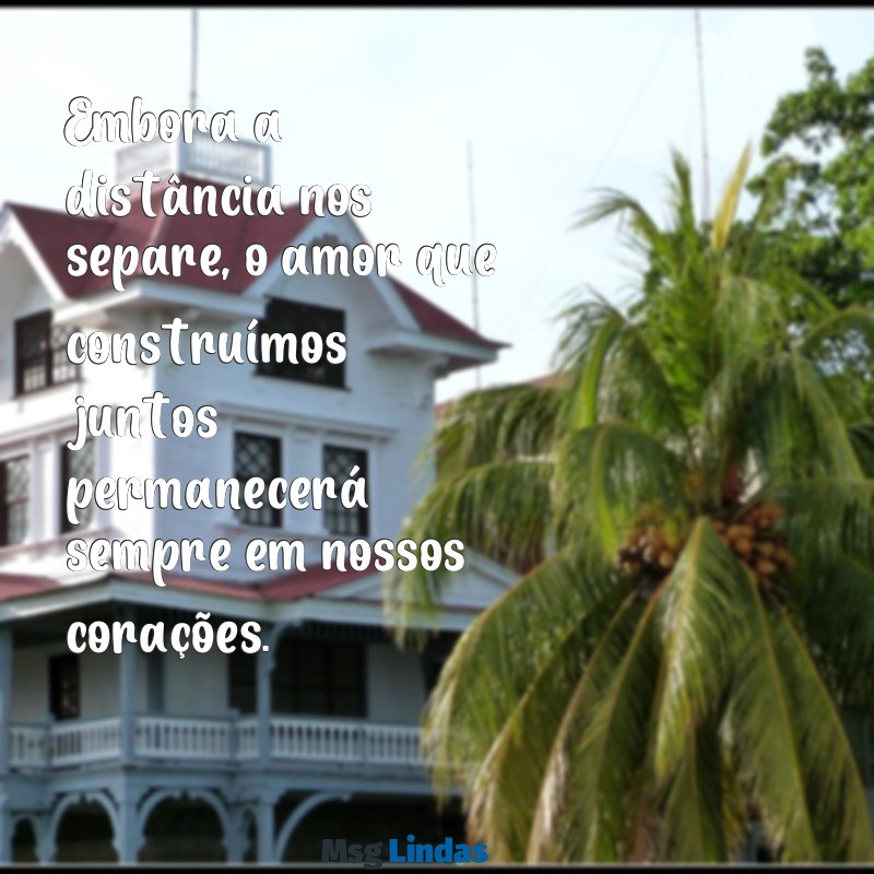 mensagens de despedida da família Embora a distância nos separe, o amor que construímos juntos permanecerá sempre em nossos corações.