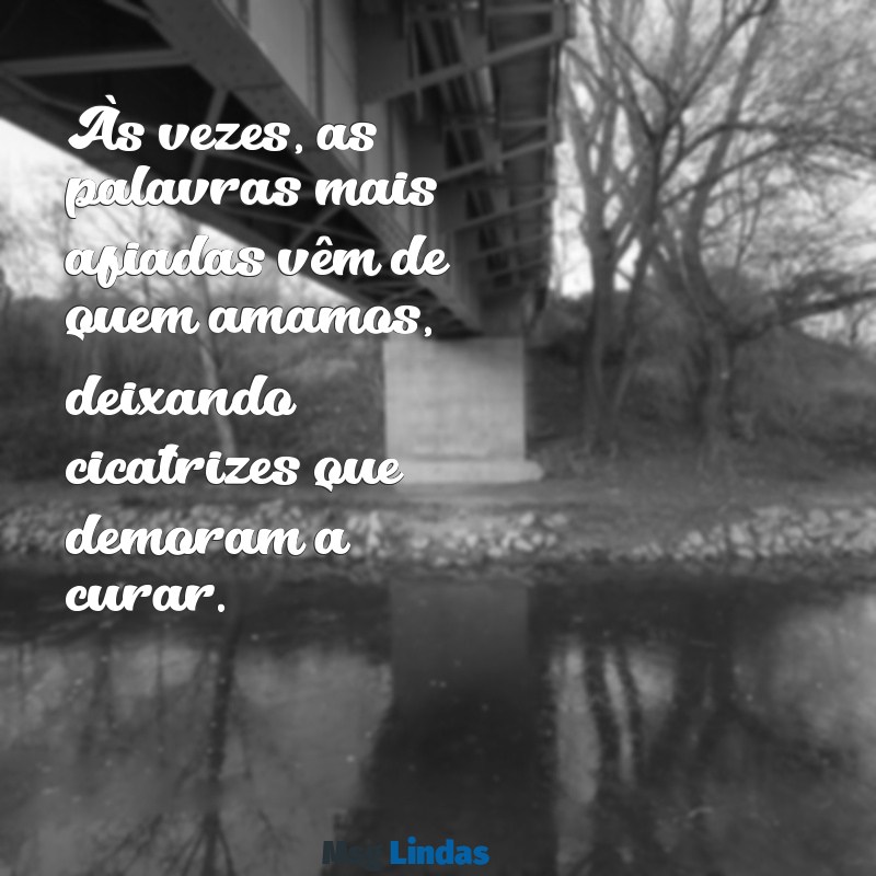 mensagens magoa Às vezes, as palavras mais afiadas vêm de quem amamos, deixando cicatrizes que demoram a curar.