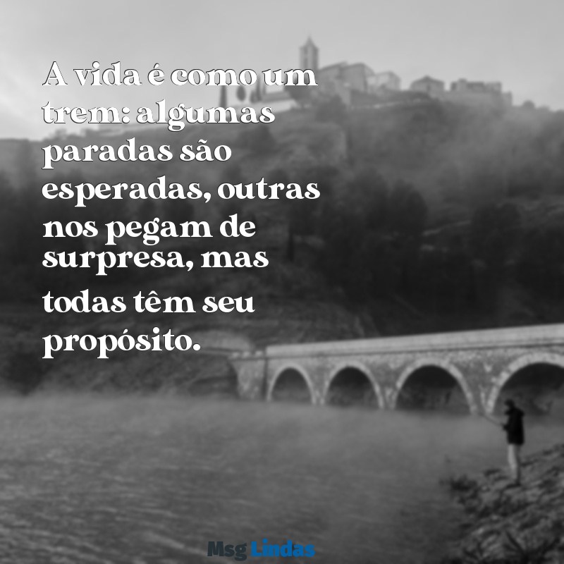 o trem da vida A vida é como um trem: algumas paradas são esperadas, outras nos pegam de surpresa, mas todas têm seu propósito.