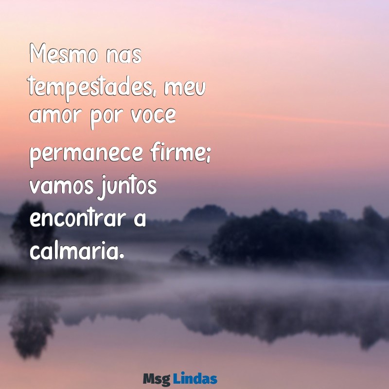 mensagens para namorado depois de uma discussão Mesmo nas tempestades, meu amor por você permanece firme; vamos juntos encontrar a calmaria.