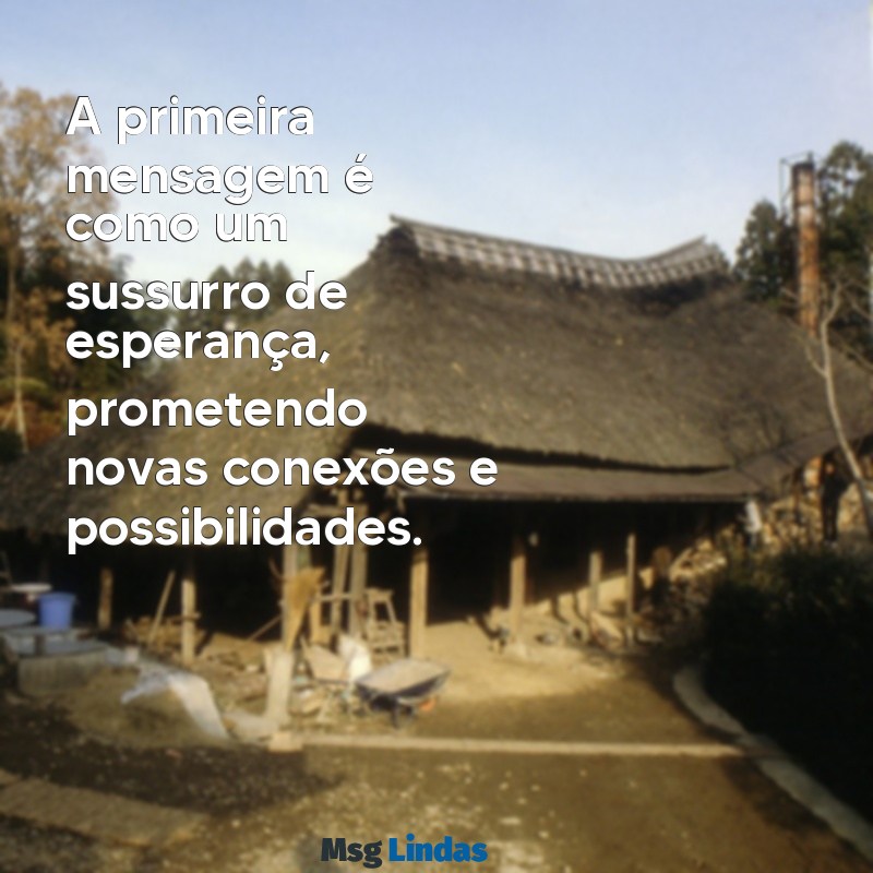 primeira mensagens A primeira mensagem é como um sussurro de esperança, prometendo novas conexões e possibilidades.