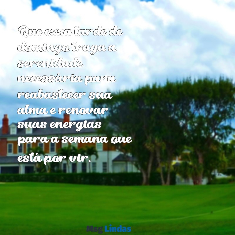 mensagens de boa tarde no domingo Que essa tarde de domingo traga a serenidade necessária para reabastecer sua alma e renovar suas energias para a semana que está por vir.