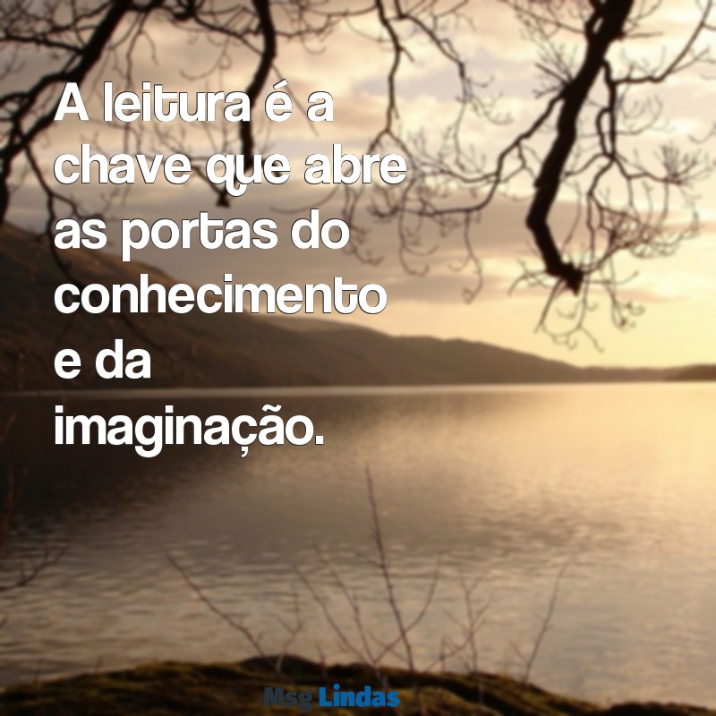 frases para leitura A leitura é a chave que abre as portas do conhecimento e da imaginação.