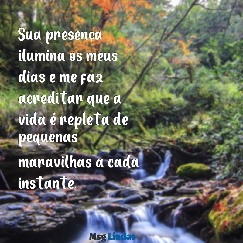 mensagens de consideração por uma pessoa Sua presença ilumina os meus dias e me faz acreditar que a vida é repleta de pequenas maravilhas a cada instante.