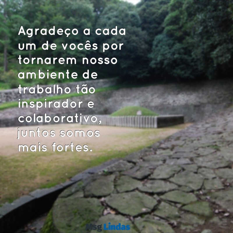 agradecer aos colegas de trabalho Agradeço a cada um de vocês por tornarem nosso ambiente de trabalho tão inspirador e colaborativo, juntos somos mais fortes.