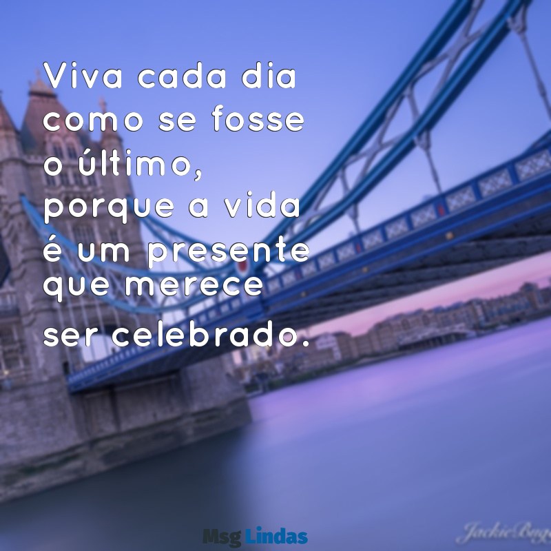 frases de viver a vida para status Viva cada dia como se fosse o último, porque a vida é um presente que merece ser celebrado.