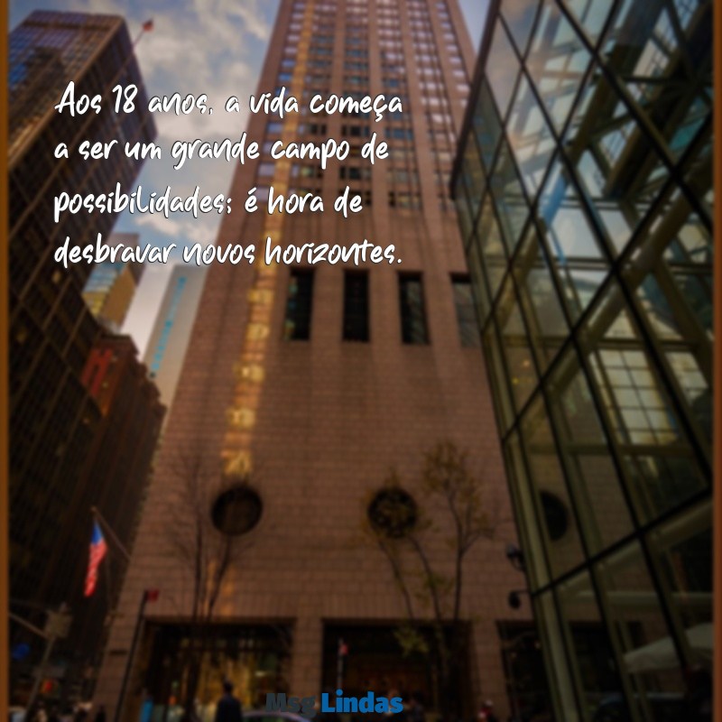 aniversário 18 anos masculino Aos 18 anos, a vida começa a ser um grande campo de possibilidades; é hora de desbravar novos horizontes.