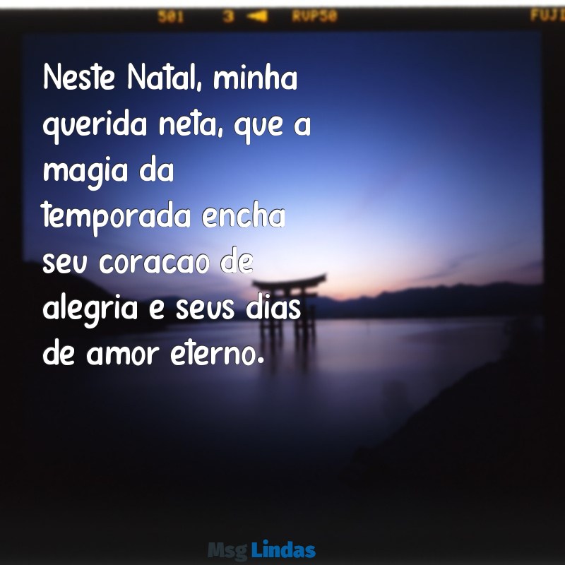 mensagens de natal para neta querida Neste Natal, minha querida neta, que a magia da temporada encha seu coração de alegria e seus dias de amor eterno.