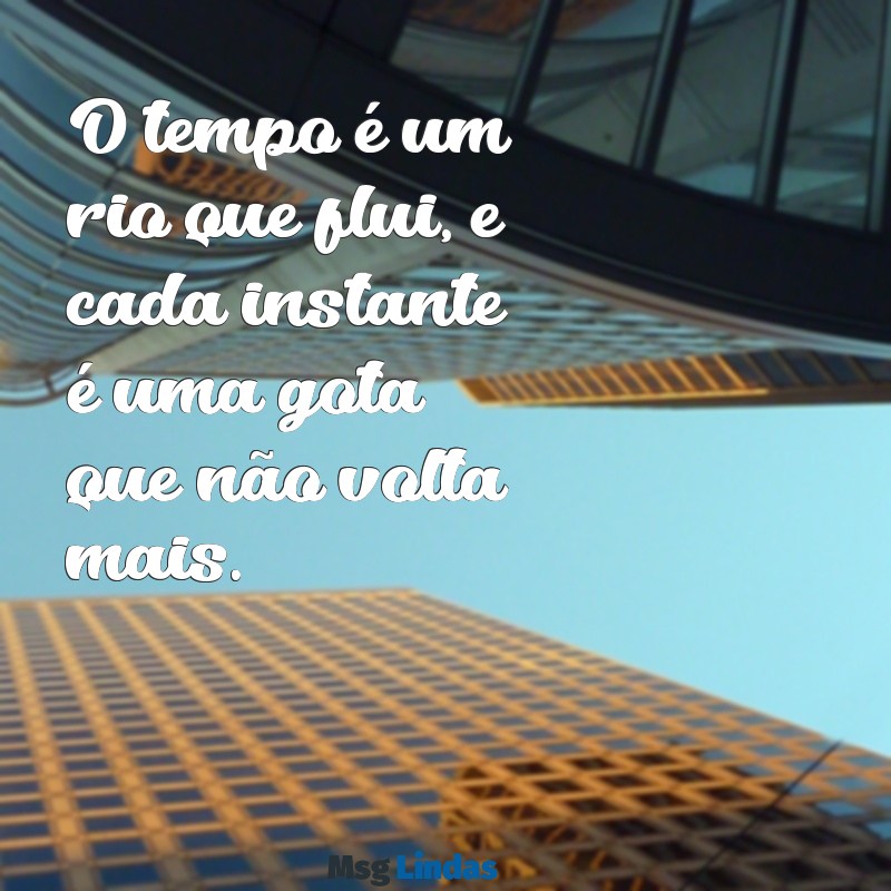 o tempo passa rápido O tempo é um rio que flui, e cada instante é uma gota que não volta mais.