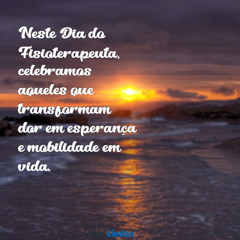 dia do fisioterapeuta mensagens Neste Dia do Fisioterapeuta, celebramos aqueles que transformam dor em esperança e mobilidade em vida.