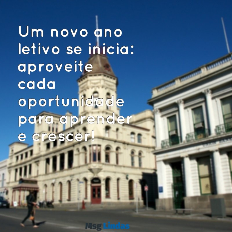 mensagens volta as aulas para alunos Um novo ano letivo se inicia: aproveite cada oportunidade para aprender e crescer!