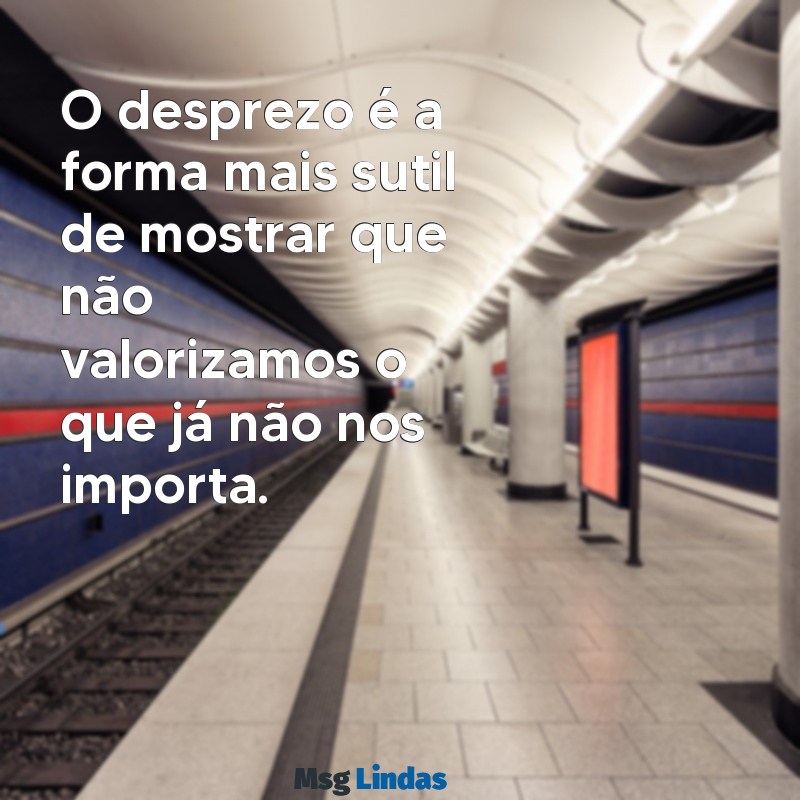 desprezo frases O desprezo é a forma mais sutil de mostrar que não valorizamos o que já não nos importa.