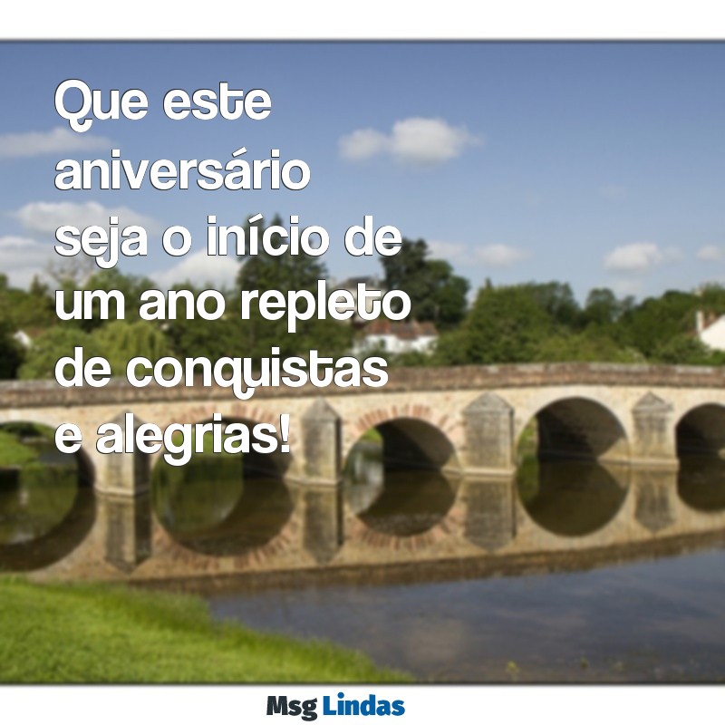 mensagens para niver Que este aniversário seja o início de um ano repleto de conquistas e alegrias!