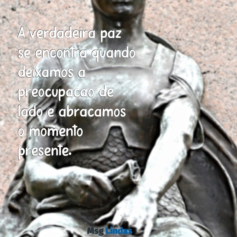 mensagens de p A verdadeira paz se encontra quando deixamos a preocupação de lado e abraçamos o momento presente.