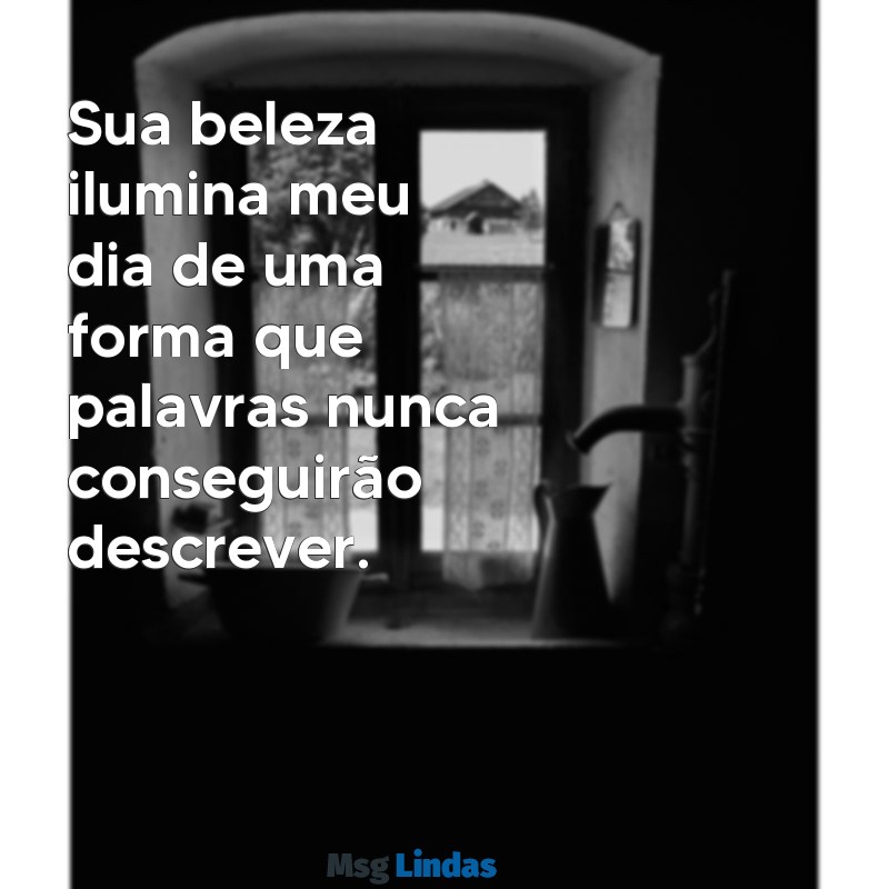 mensagens para conquistar uma mulher Sua beleza ilumina meu dia de uma forma que palavras nunca conseguirão descrever.