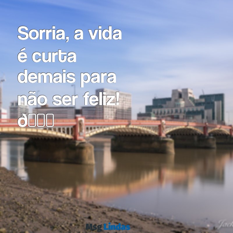 mensagens para colocar nos status Sorria, a vida é curta demais para não ser feliz! 🌟