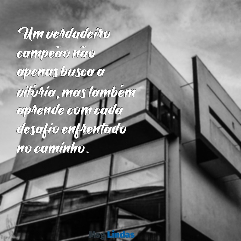 mensagens para um campeão Um verdadeiro campeão não apenas busca a vitória, mas também aprende com cada desafio enfrentado no caminho.