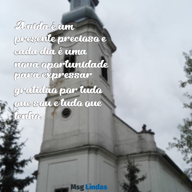 frases de gratidão a vida A vida é um presente precioso e cada dia é uma nova oportunidade para expressar gratidão por tudo que sou e tudo que tenho.