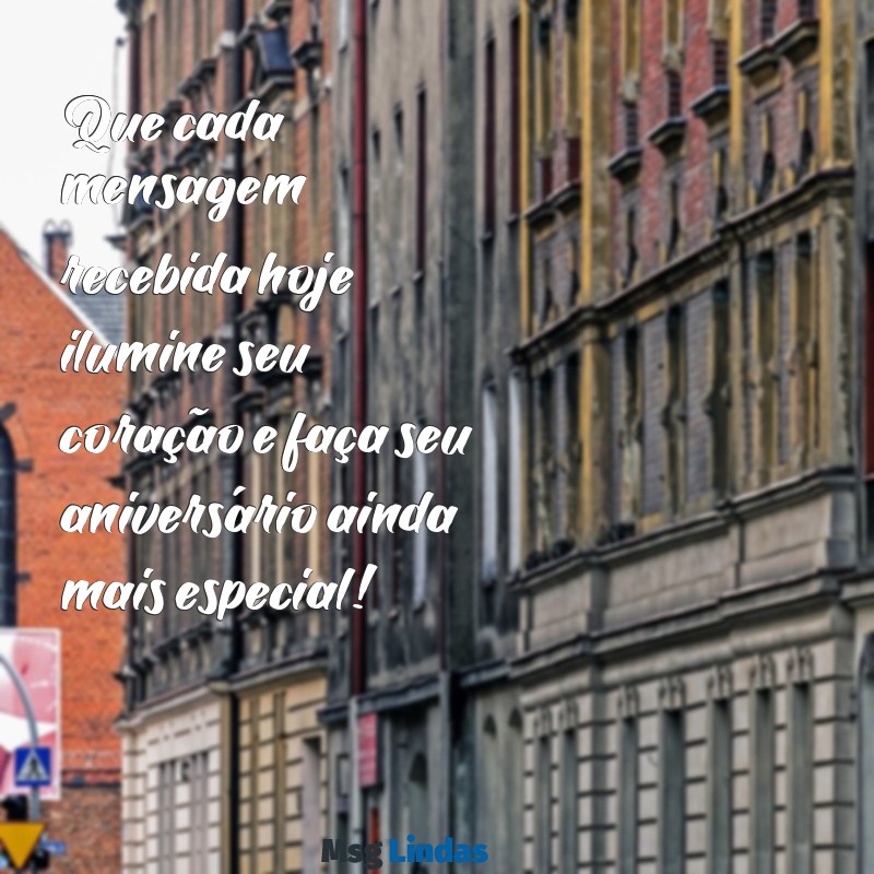 mundo das mensagens aniversário Que cada mensagem recebida hoje ilumine seu coração e faça seu aniversário ainda mais especial!