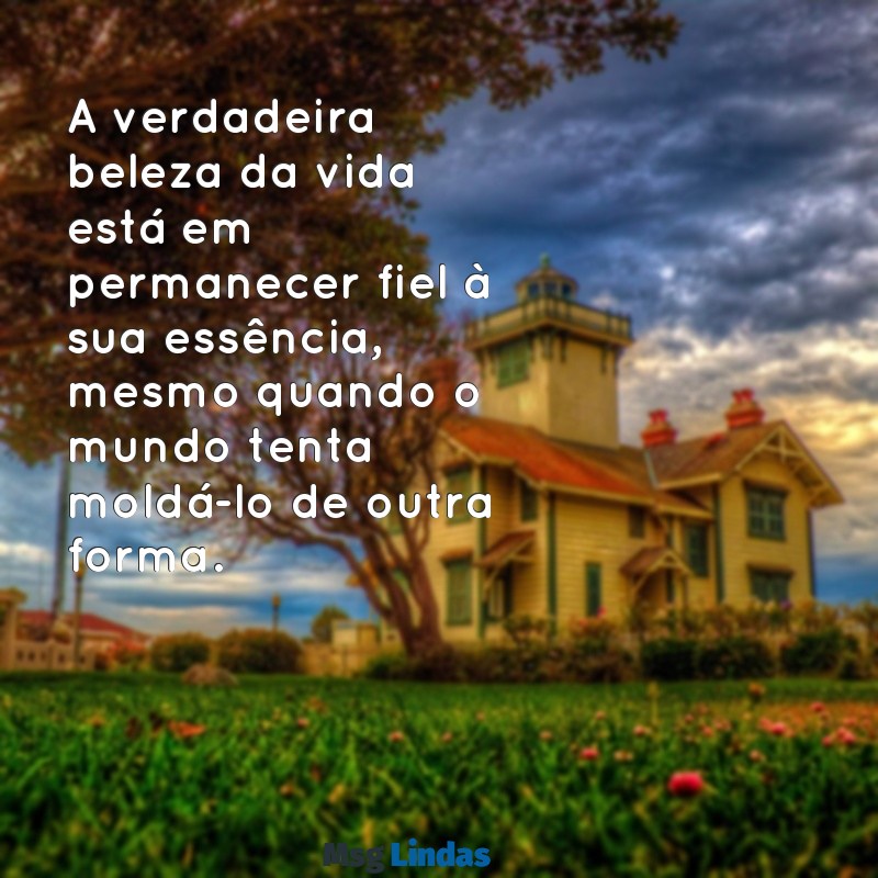 nunca perca sua essência frases A verdadeira beleza da vida está em permanecer fiel à sua essência, mesmo quando o mundo tenta moldá-lo de outra forma.