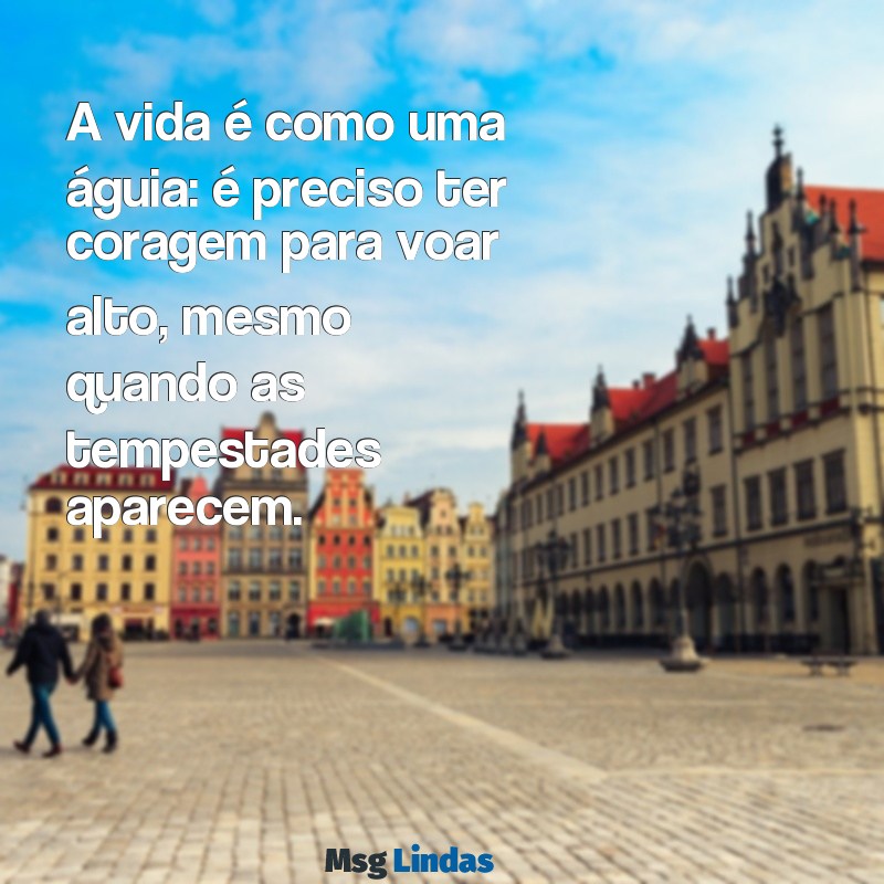 mensagens aguia A vida é como uma águia: é preciso ter coragem para voar alto, mesmo quando as tempestades aparecem.