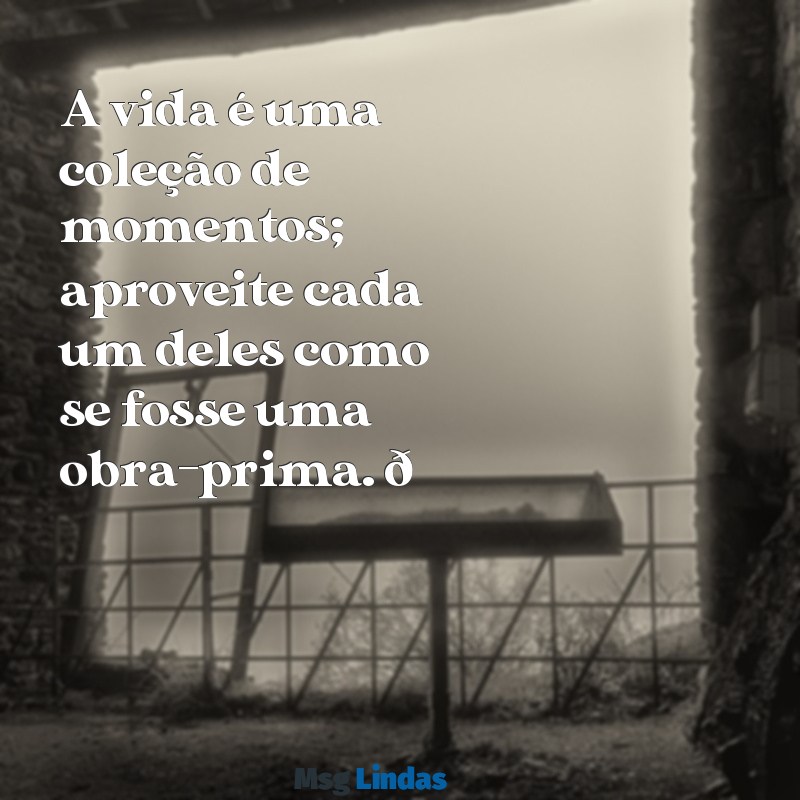 texto para instagram A vida é uma coleção de momentos; aproveite cada um deles como se fosse uma obra-prima. 🌟✨