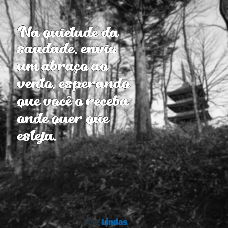 mensagens para os mortos Na quietude da saudade, envio um abraço ao vento, esperando que você o receba onde quer que esteja.