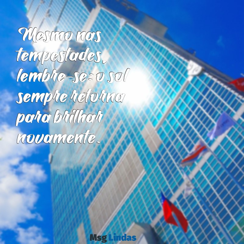 frases dias melhores Mesmo nas tempestades, lembre-se: o sol sempre retorna para brilhar novamente.