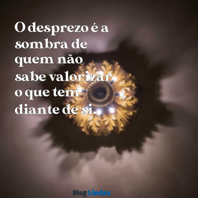 frases sobre desprezo O desprezo é a sombra de quem não sabe valorizar o que tem diante de si.