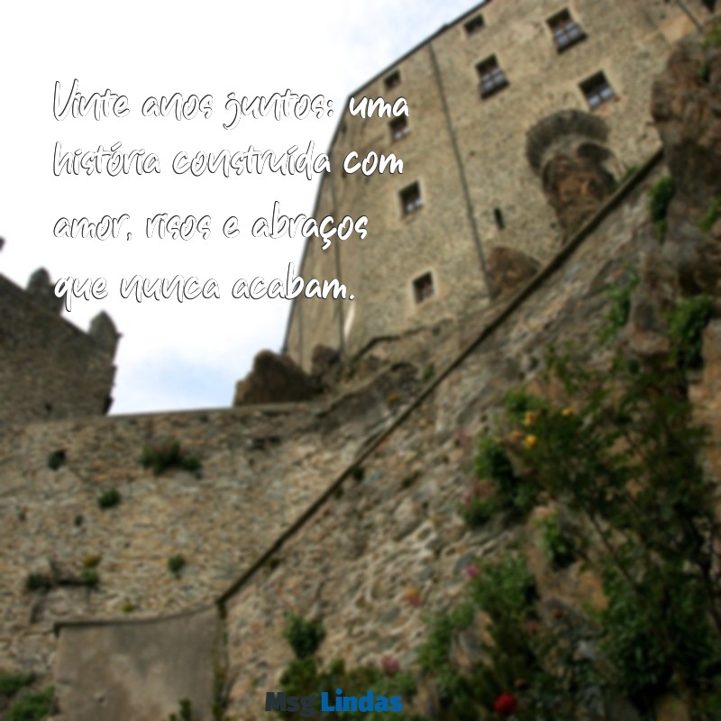 20 anos juntos amor Vinte anos juntos: uma história construída com amor, risos e abraços que nunca acabam.
