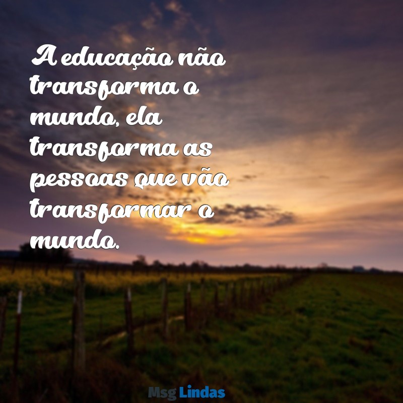 mensagens de paulo freire sobre educação A educação não transforma o mundo, ela transforma as pessoas que vão transformar o mundo.