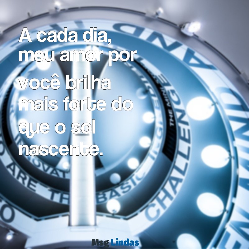 365 frases para pote do amor A cada dia, meu amor por você brilha mais forte do que o sol nascente.