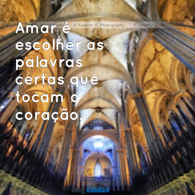 amar é frases Amar é escolher as palavras certas que tocam o coração.