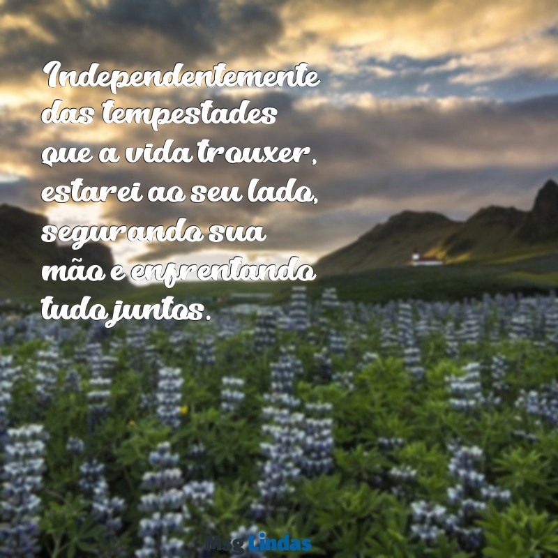 vou estar com você em todos os momentos Independentemente das tempestades que a vida trouxer, estarei ao seu lado, segurando sua mão e enfrentando tudo juntos.